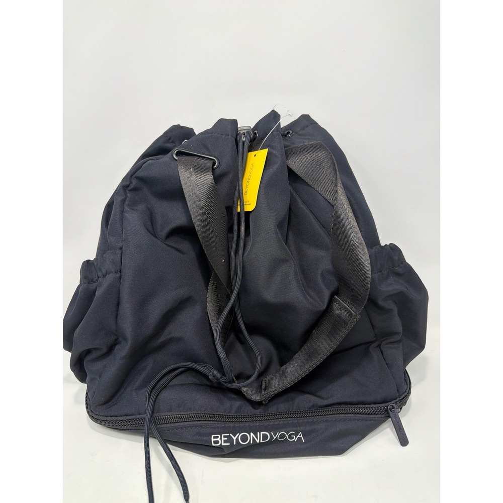 NWT Beyond Yoga‎ Black Drawstring Backpack Duffel Gym Travel Bag